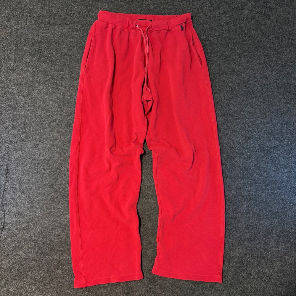 Polo Ralph Lauren Mens Red Waffle Knit Thermal Lounge Pants Size Medium